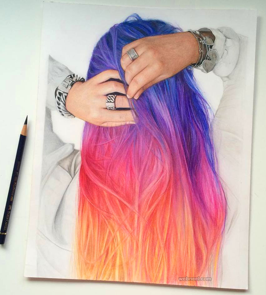 hair color pencil drawing