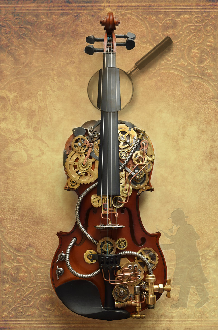 sherlock violin steampunk sculpture