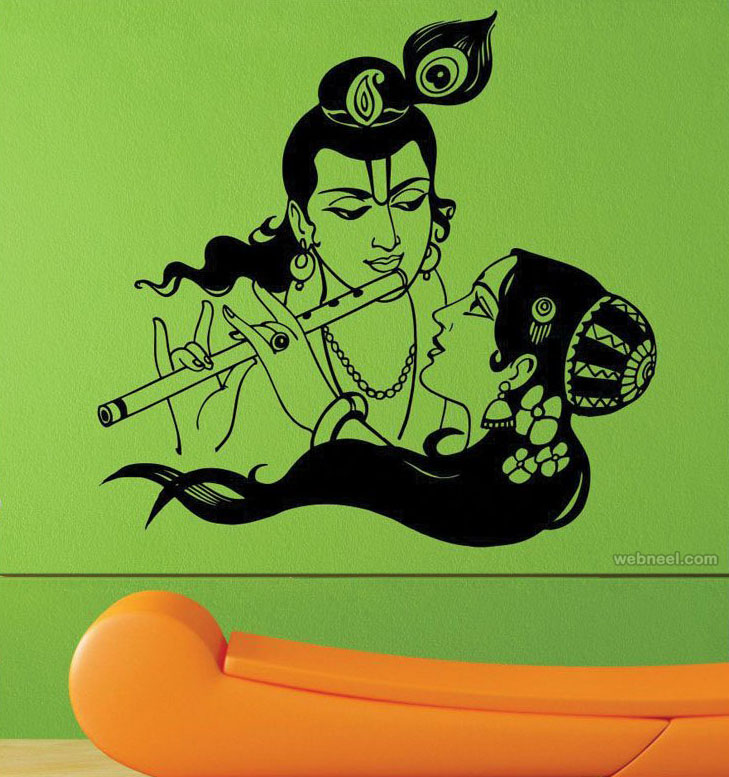 krishna radha wall art ideas decals