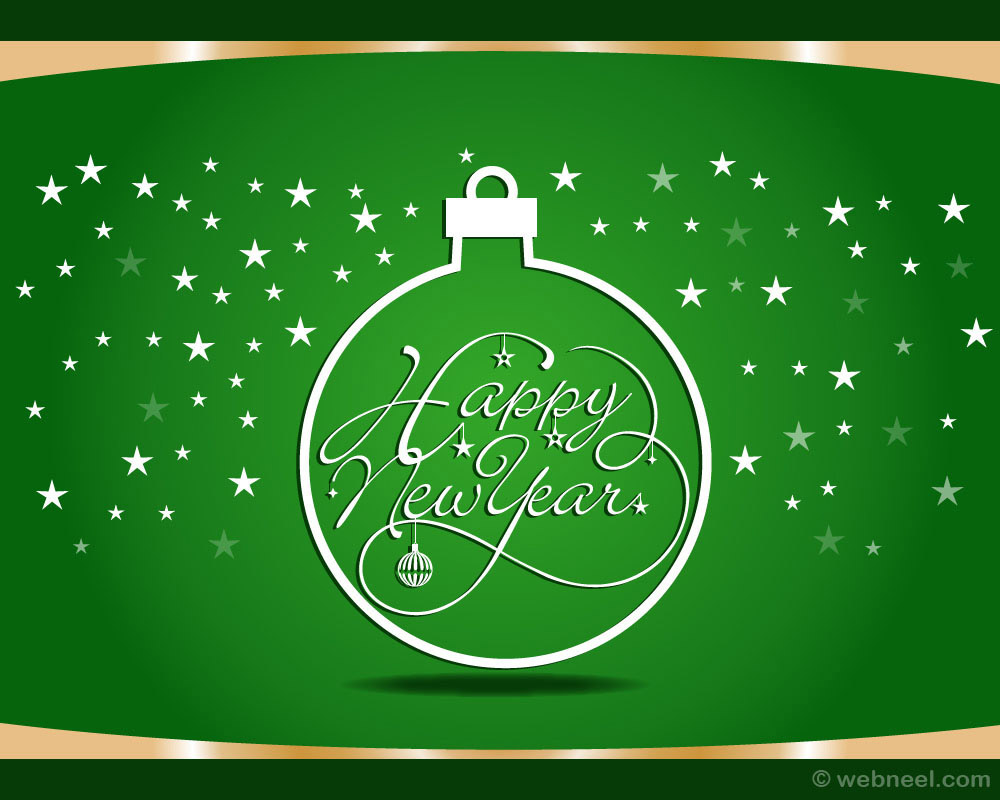new year greeting card green design