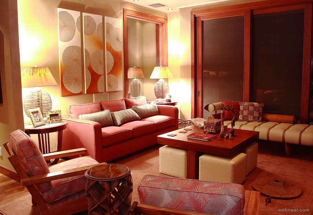 red modern living room design ideas