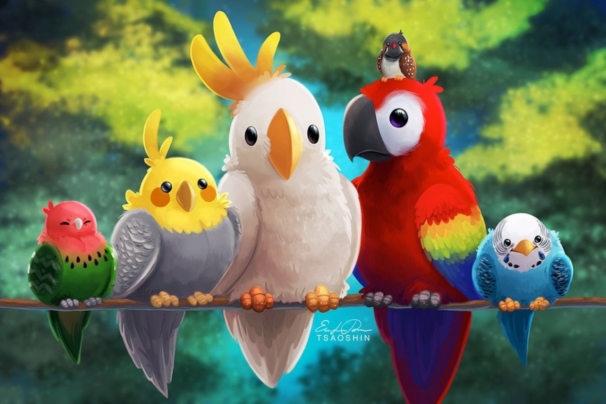 birds digital painting