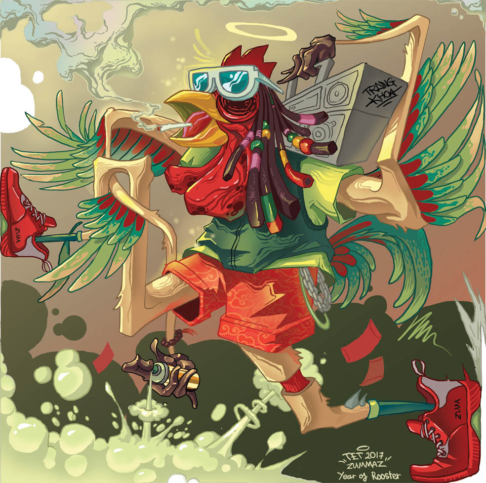 rooster digital illustration