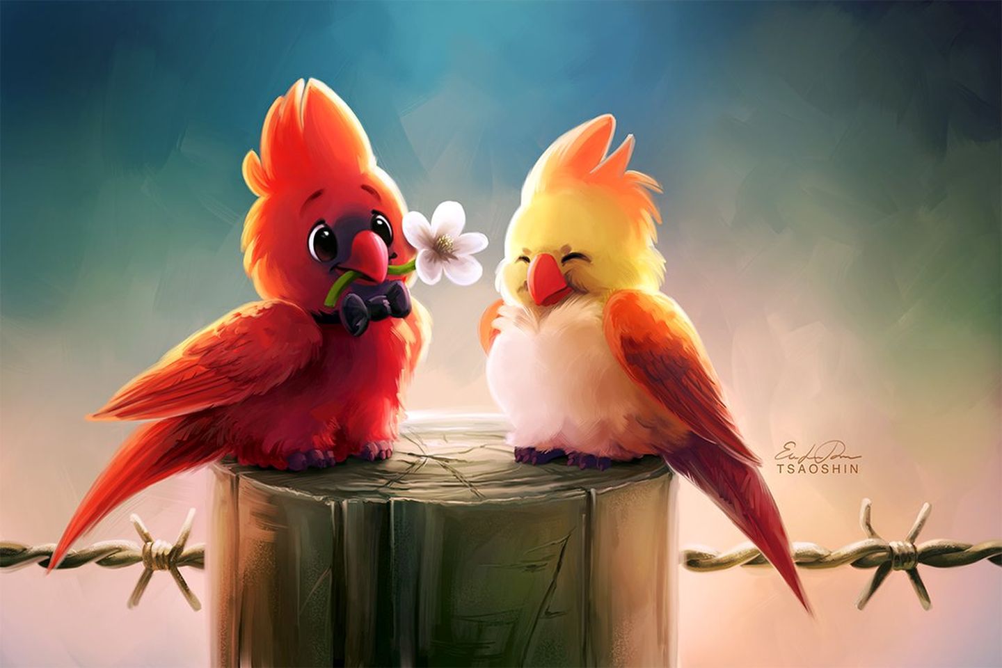cardinals digital painting