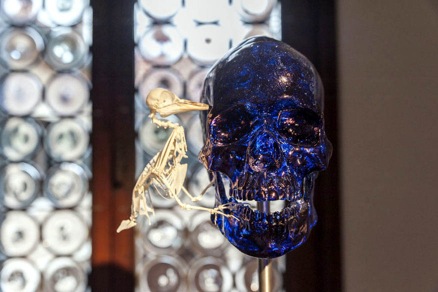 glass skull sculpture