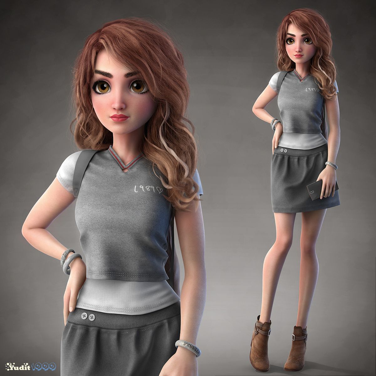 girl 3d model character design