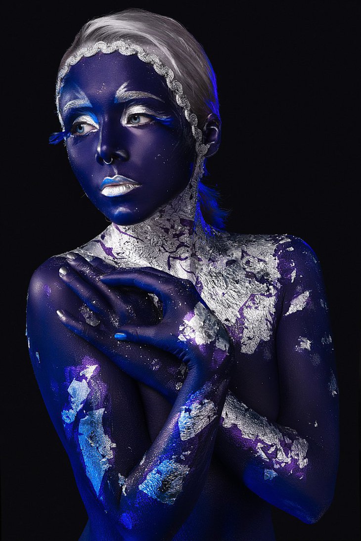 silver body painting art photography