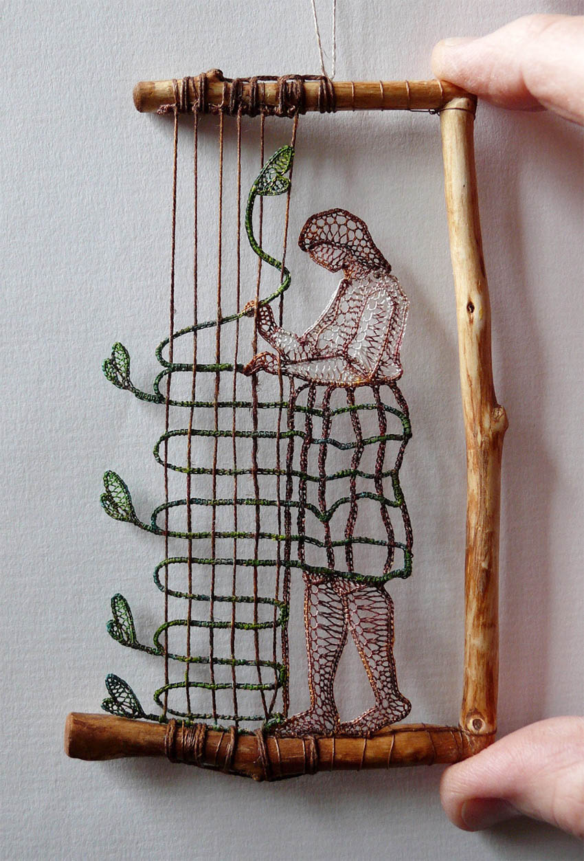 woman lace embroidert art