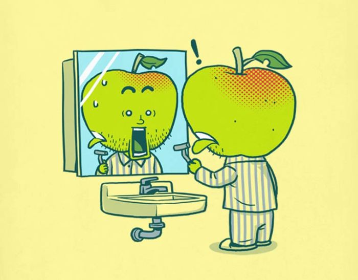 apple funny drawing