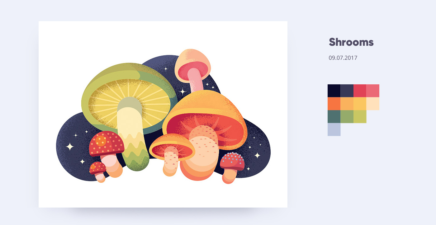 mushroom illustration by anano miminoshvili