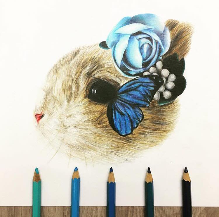 mouse color pencil drawing