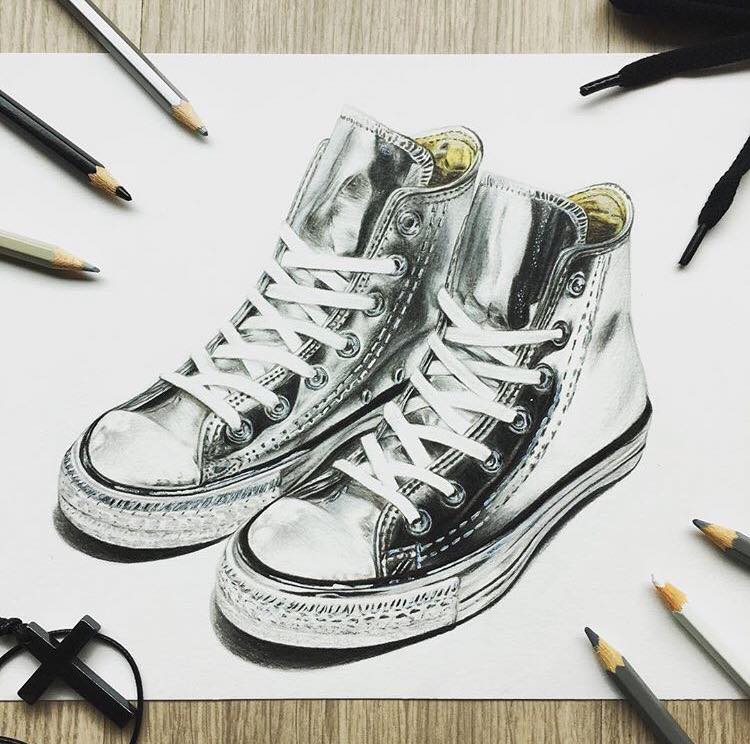 shoes color pencil drawing