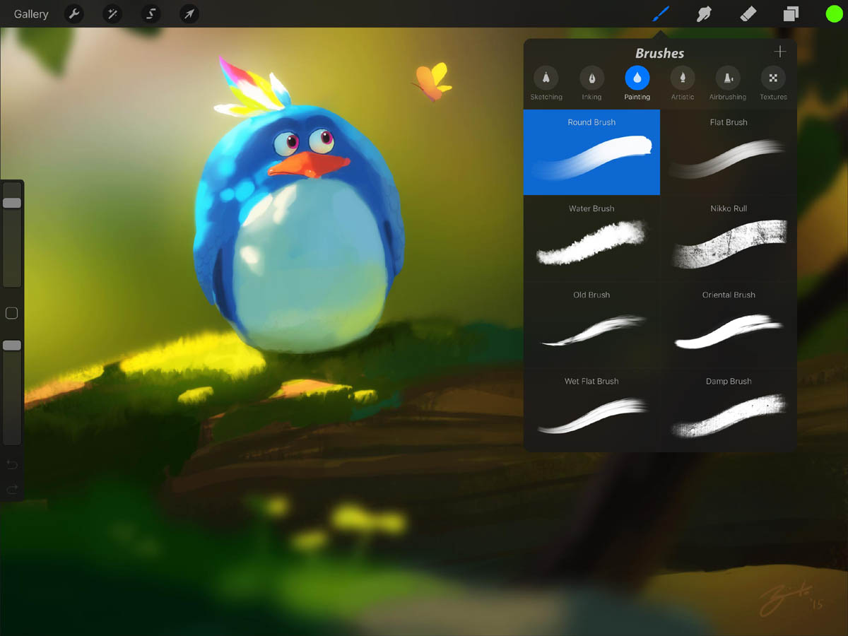 bird procreate illustration painting app
