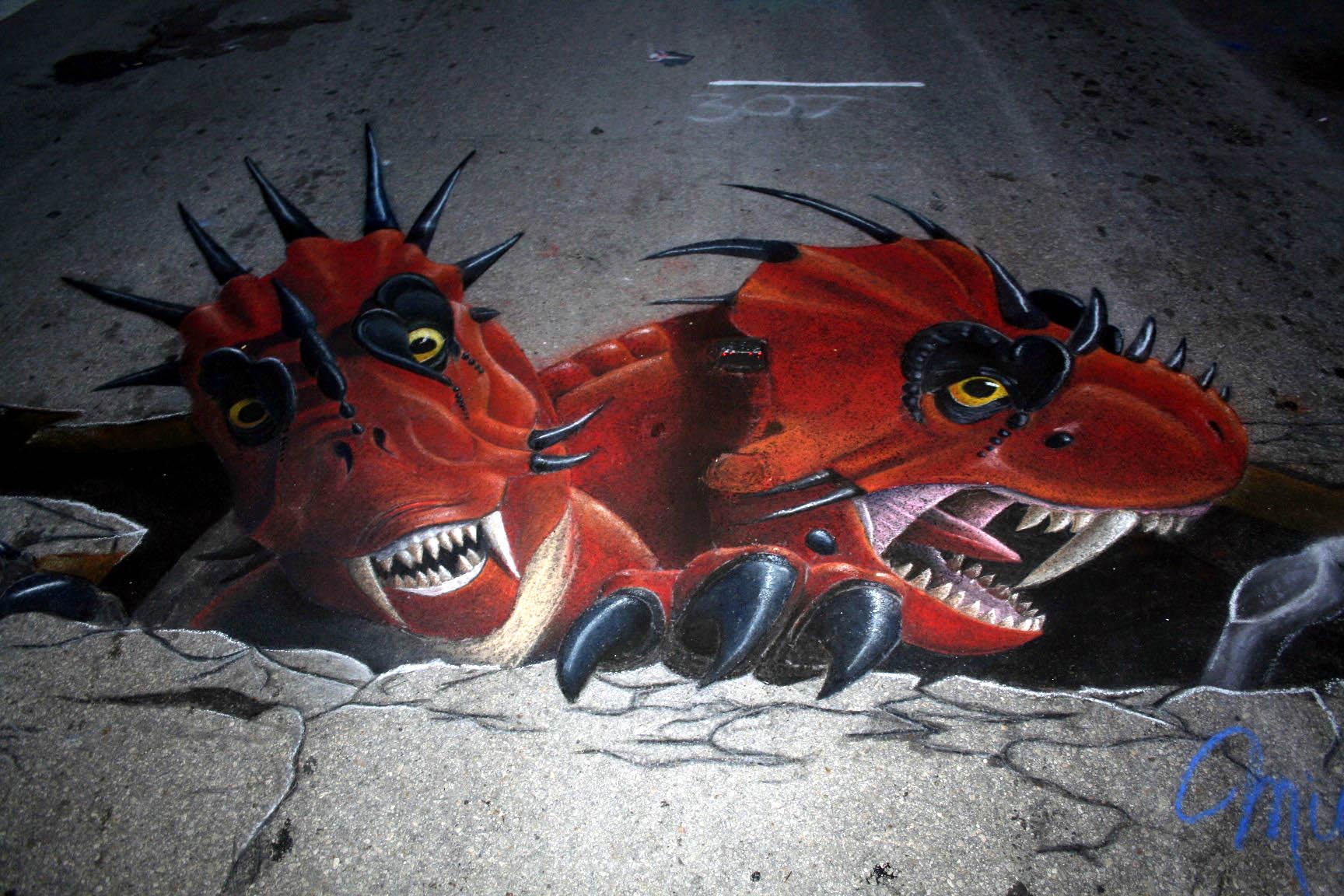dragons 3d street painting lakeworth
