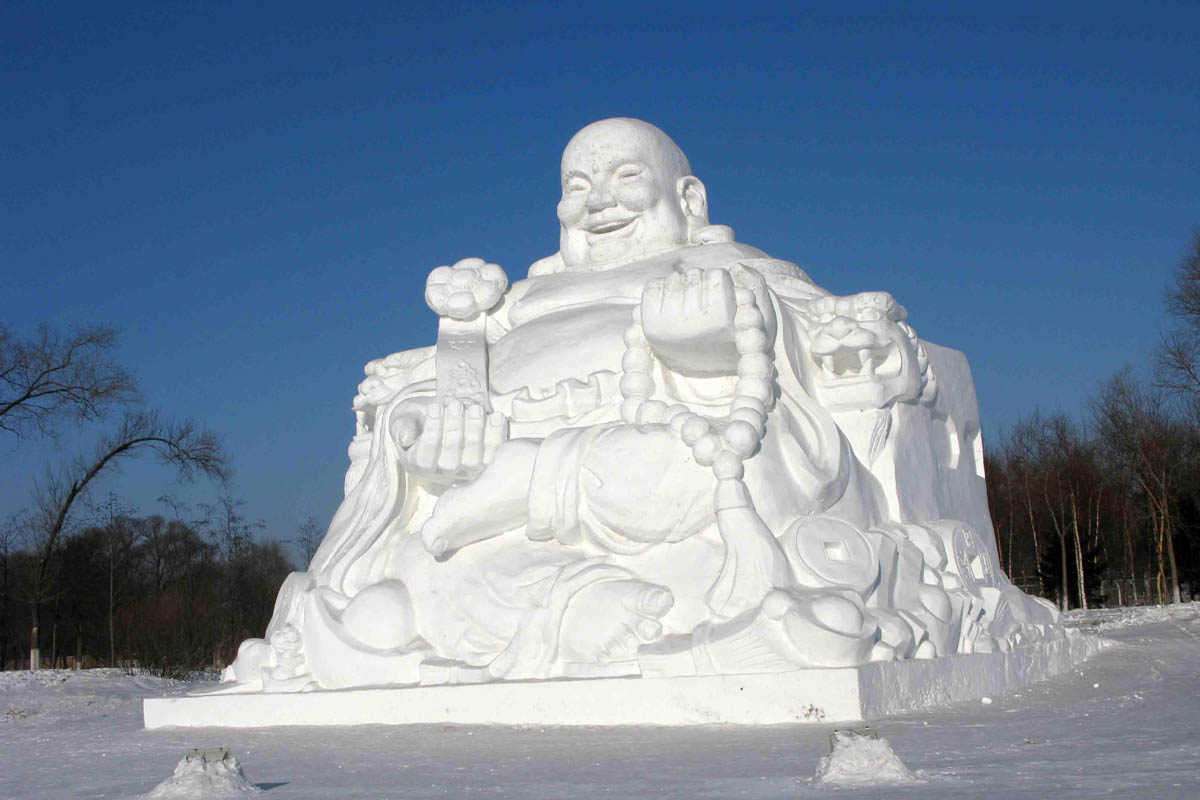buddha snow harbin ice festival china