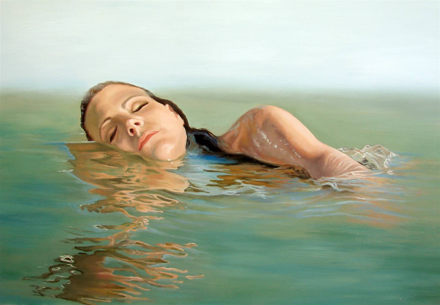 woman sea painting arturo samaniego