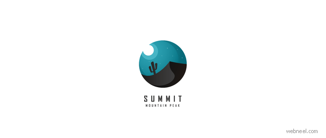 moon logo design summit mountain peak
