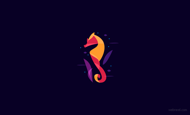 sea horse blend logo design idea by ilya schapko