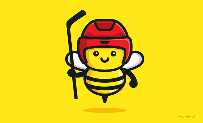 hockey bee logo design idea